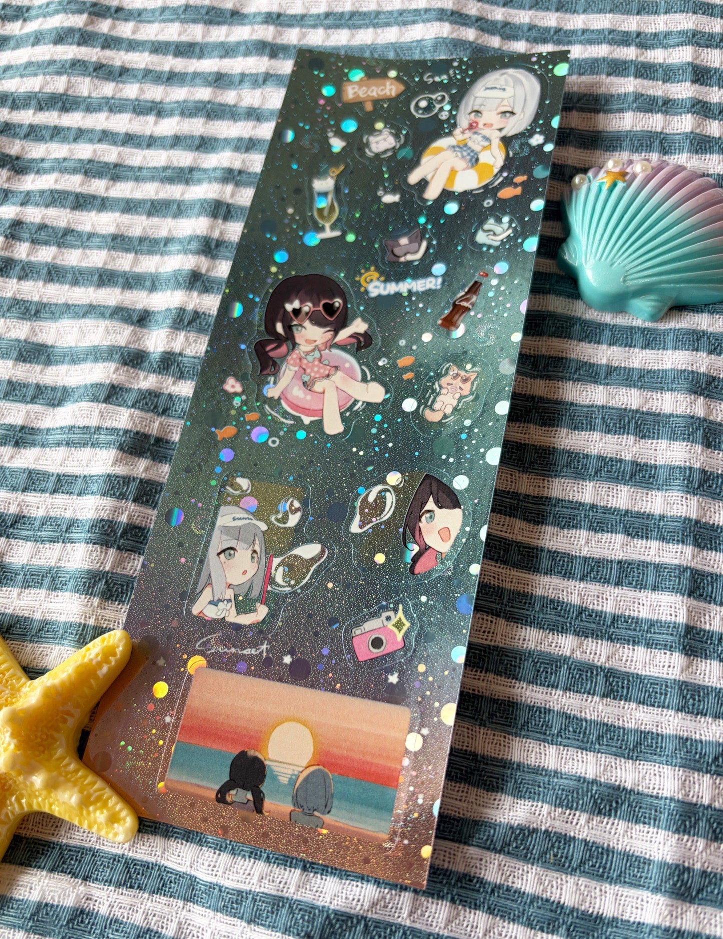 Summer Escape 太空泡泡雷射圖鑑貼紙實物